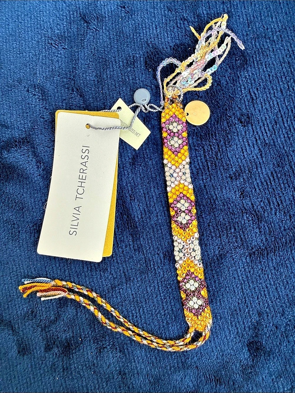 Silvia Tcherassi Beaded Geometric Bracelet in Yellow & Multicolor NWT